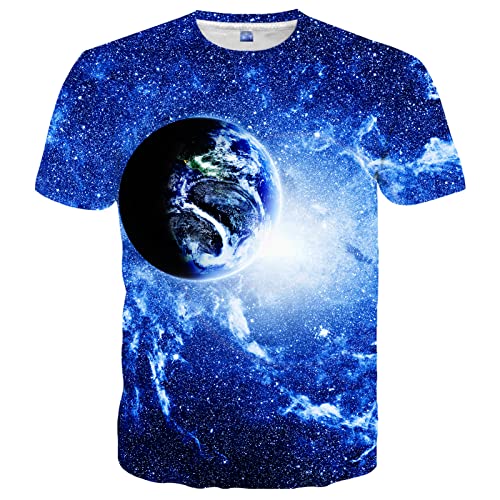 Neemanndy Galaxy Shirt Unisex 3D Printed Graphic Tee Shirt Space Men's Novelty Short Sleeve T-Shirt for Men Women, Large