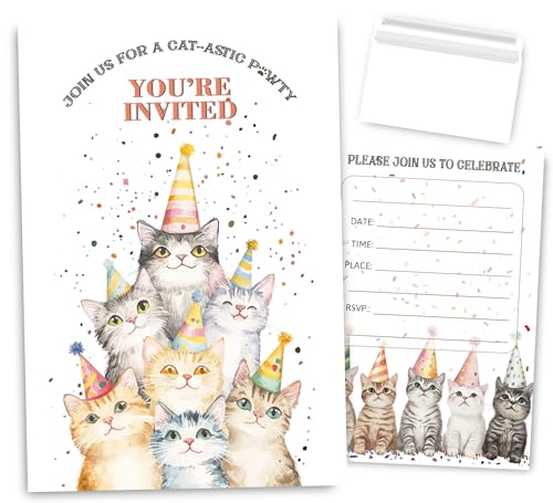 VAVINCI Cat Birthday Invitations for...