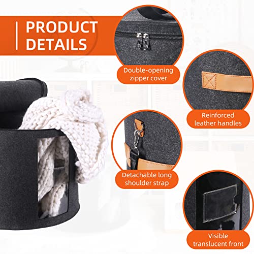 Large Hat Storage Box 19'' Hat Box For Large Hats, Hat Boxes For Women Storage Large Round Hat Boxes For Men Foldable Storage Box With Lid Felt Stuffed Animal Toy Storage Bin With Lid, Dark Gray #TOP3