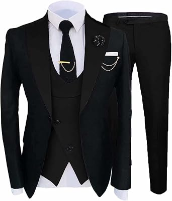 Amazon.com: Trajes formales para hombre, esmoquin de boda, corte ajustado,  vestido de 3 piezas, chaqueta de negocios, chaleco y pantalones : Ropa,  Zapatos y Joyería