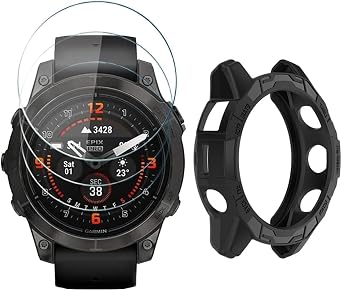 [1+3 Pack] Screen Protector and TPU Case for Garmin Fenix 7X / Fenix 7X Pro/Epix Pro Gen 2 51mm, Tempered Glass Film and Soft Bumper Protective Cover Set Garmin EPIX pro 51MM