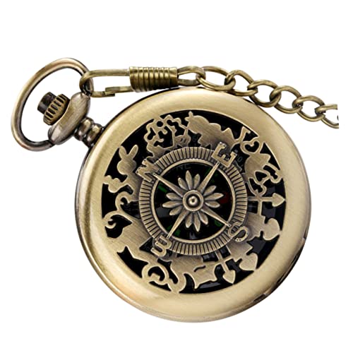 Brújula vintage de bolsillo Milisten con reloj portátil