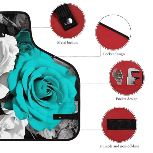 Delantal de trabajo con flores y 8 bolsillos para herramientas miniatura 3