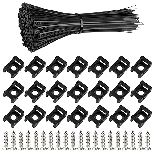 Pamtns Kabelhalter Schraubbar 100 Stück Kabelbinder Befestigung Kabelmanagement Kabelschellen Schraubsockel für Kabelbinder Nylon Sattelhalterung Halterungs mit Schrauben für Kabelbefestigung
