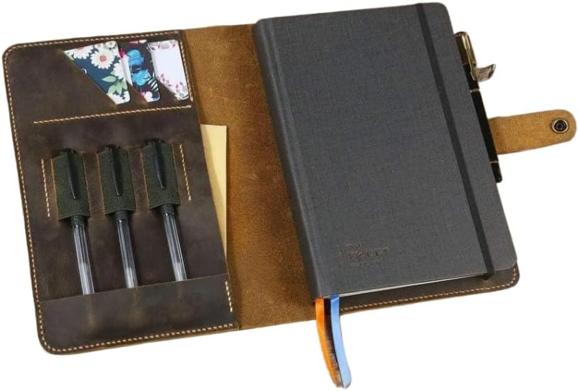 Personalized leather portfolio folio for Full Focus Planner, customized Full Focus Planner leather cover case - NFFA505C