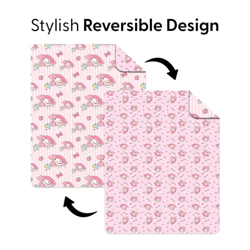 Image of Northwest Sanrio My Melody Stripes Quilted Throw, Kawaii Comfy Reversible Throw, Gift for Anime Fans, Soft & Cozy for Chair or Couch, 60 x 80 inches