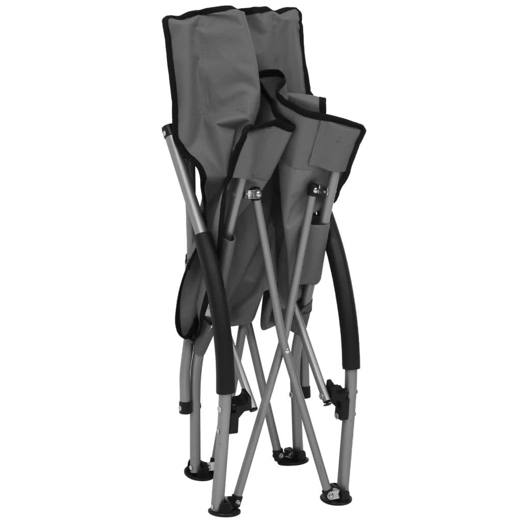 Klappbare Strandstühle 2 STK. Grau Oxford-Stoff, Campingstühle leicht klappbar für Strand, Stabiler Stahlrahmen, bis 110 kg belastbar