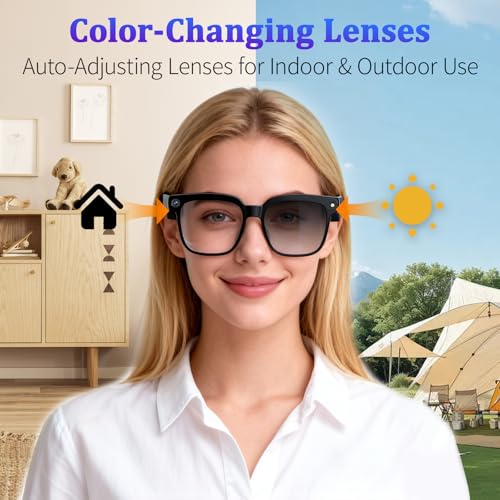 Image of AI Smart Glasses with Camera and Bluetooth, 1080P HD Recording Glasses, Smart Translation Glasses, Real-time Translation, Suitable for Travel, Sports, and vlogging.