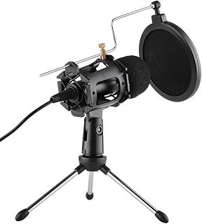 LLLY Video Microphone Kit 3.5mm Plug Home Stereo MIC Desktop Tripod for PC Video Chatting Gaming Podcast Recording
