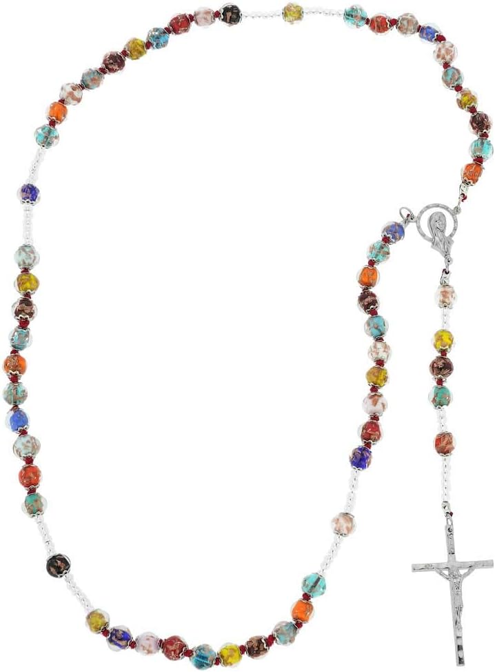 GlassOfVenice Murano Glass Sommerso Italian Rosary - Multicolor
