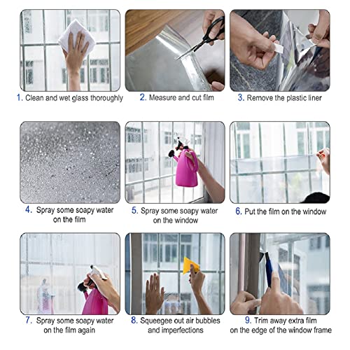 Anti-Uv One Way Privacy Window Film，30*100Cm Heat Control Reflective Mirror Window Platinum Tint Sticker Solar Film Sun Blocking Glare Reduction Seurity Static Cling Glass Covering For Home Office #TOP1