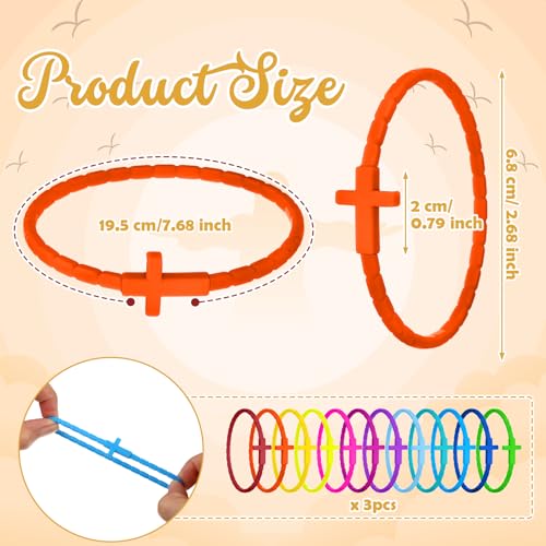 Sureio 36 Pcs Silicone Cross Bracelets Bulk Christian Jesus Bracelets Colorful Stackable Rubber Wrist Accessories Graduation Friendship Religious Gift for Women Men (Bright Colors) by Sureio - Image 2