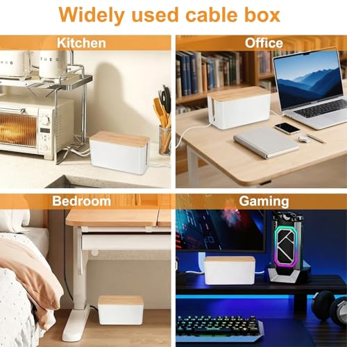 Sistema protector organizador de cables premium con acabado estético de madera blanca 5