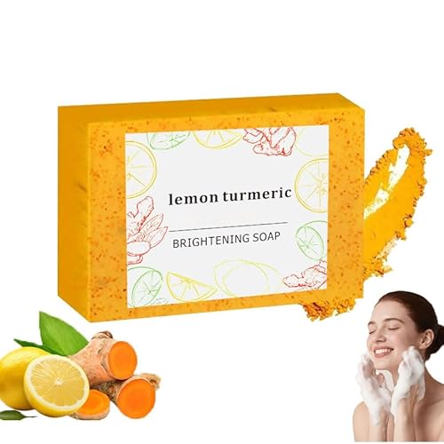 Saponetta illuminante alla curcuma e limone, sapone alla curcuma per uniformare il tono della pelle, saponetta esfoliante naturale con vitamina C, per viso, mani e corpo. (1PCS)