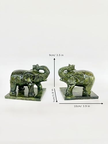 Miniatura 5 de Figura de elefante de jade natural verde colección tallada a mano artes animal tallado encanto tótem figura hecha a mano decoración del hogar