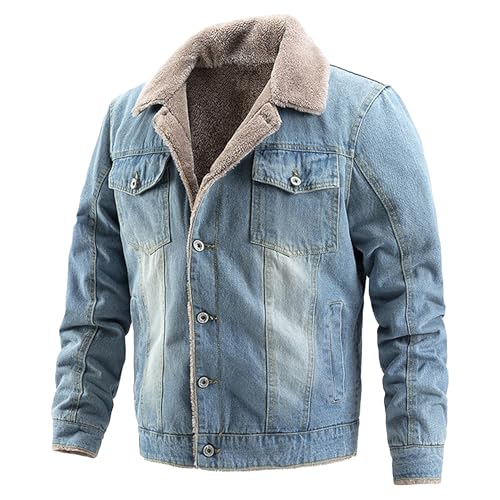 Veste en jean chaude doublée Sherpa homme : blouson hiver polaire trucker jacket