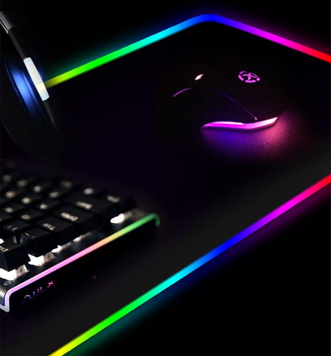 Lawei Large RGB Gaming Mouse Pad - 31.5 x 11.8 Inch Glowing Led Mousepad with 14 Lighting Modes, Extended Soft Mousepad Computer Mice Mat with Non-Slip Rubber Base