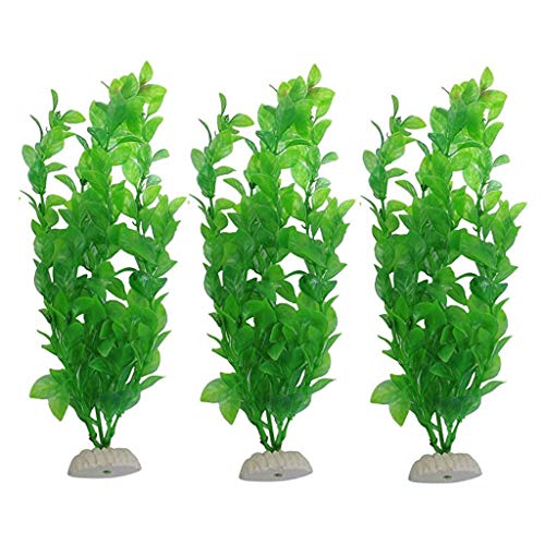 Waf Aquarium Fish Tank Green Plastic Artificial Plants 10.6 Inch High Set Of 3Pcs #TOP13