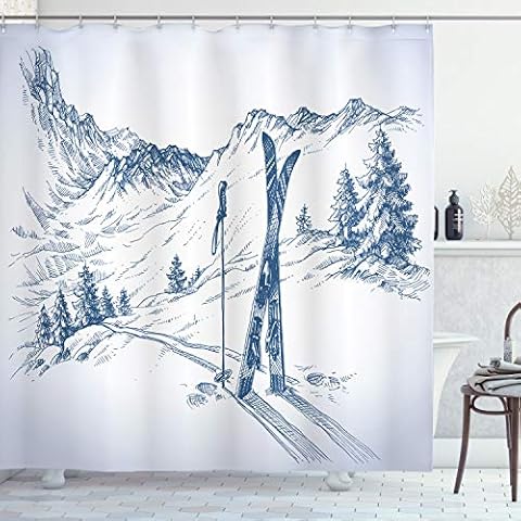 Ambesonne Winter Ski Elements Shower Curtain Cover