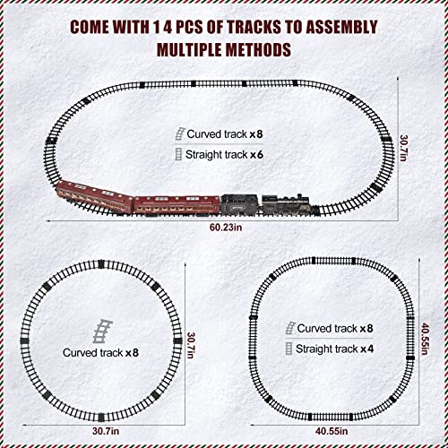 Hot Bee Model Train Set For Boys - Metal Alloy Electric Trains W/Steam Locomotive,Passenger Carriages & Tracks,Train Toys W/Smoke,Sounds & Lights,Christmas Toys For 3 4 5 6 7+ Years Old Kids #TOP4