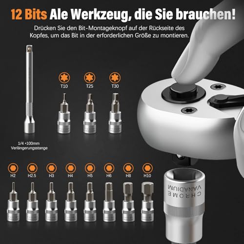 Image of ss shovan Torque Wrench 72 Teeth Ratchet Torque Wrench Set Torque Spanner (1-25 Nm, 1 /4 inch)