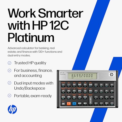 Calculatrice financière HP 12c Platinum F2231 avec finitions premium noir