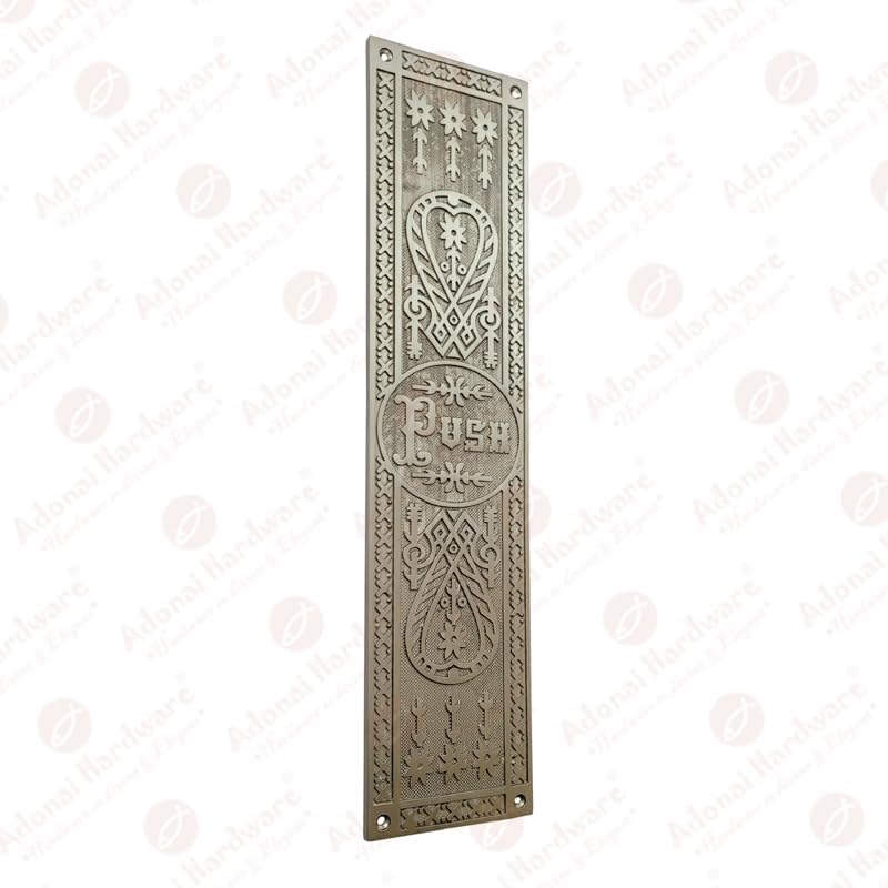 Adonai Hardware Decorative Brass Push Plate (15 Inch"Push", Satin Nickel)