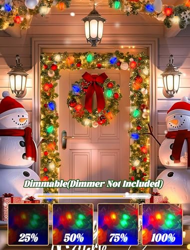 Image of C9 LED Christmas Lights Outdoor 25Ft Outdoor Christmas Decorations String Light Waterproof with 26 C9 LED Multicolor Bulbs, Hanging Vintage Christmas Lights for Patio Roofline Garden Holiday Party