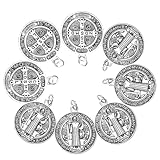 SEWOART Colgantes Religiosos de San Benito y Nuestra Señora, 12 Unidades Metálicas para Pulseras y Llaveros, Accesorios para Iglesias y Eventos Festivos