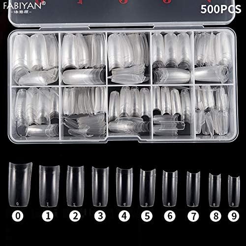 100/500PCS Nail Art False Half Cover Artificial Tips Design Clear Transparent French Acrylic UV Gel DIY Manicures Tools (500Pcs with box)