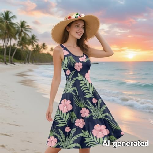 Image of Hawaii Matching Couple Outfits Husband and Wife Clothing Fashionable Mens Casual Shirts Hawaii Dress with Soft Fabric