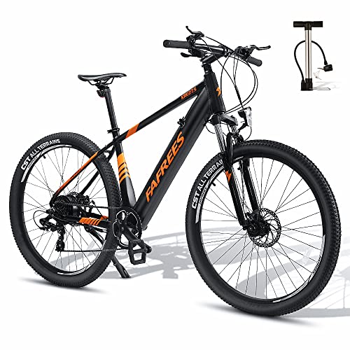 Fafrees [Oficial] Bicicleta Eléctrica KER 27.5S, 27.5" 250 Watt Bicicleta Eléctrica de Montaña, 36V 10 Ah Batería Extraíble, SHIMINO 7-Vels Ebike Unisex Adultos, Naranja/Negro