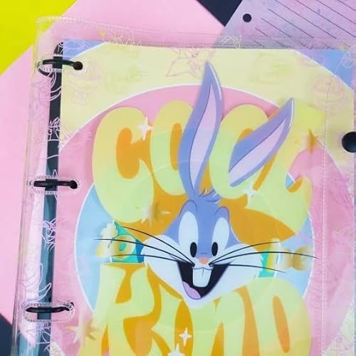 DAC - Caderno Argolado Universitario em PVC Cristal com 192 folhas Looney Tunes - Fechamento em Botã
