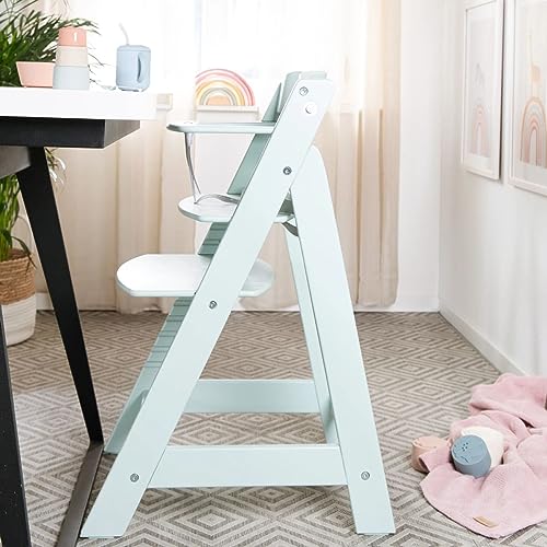 roba Babyhochstuhl Sit Up Flex - Mitwachsender Hochstuhl aus Holz - Verstellbarer Kinderhochstuhl mit Schrittgurt - ab 6 Monaten bis 70 kg - Mint