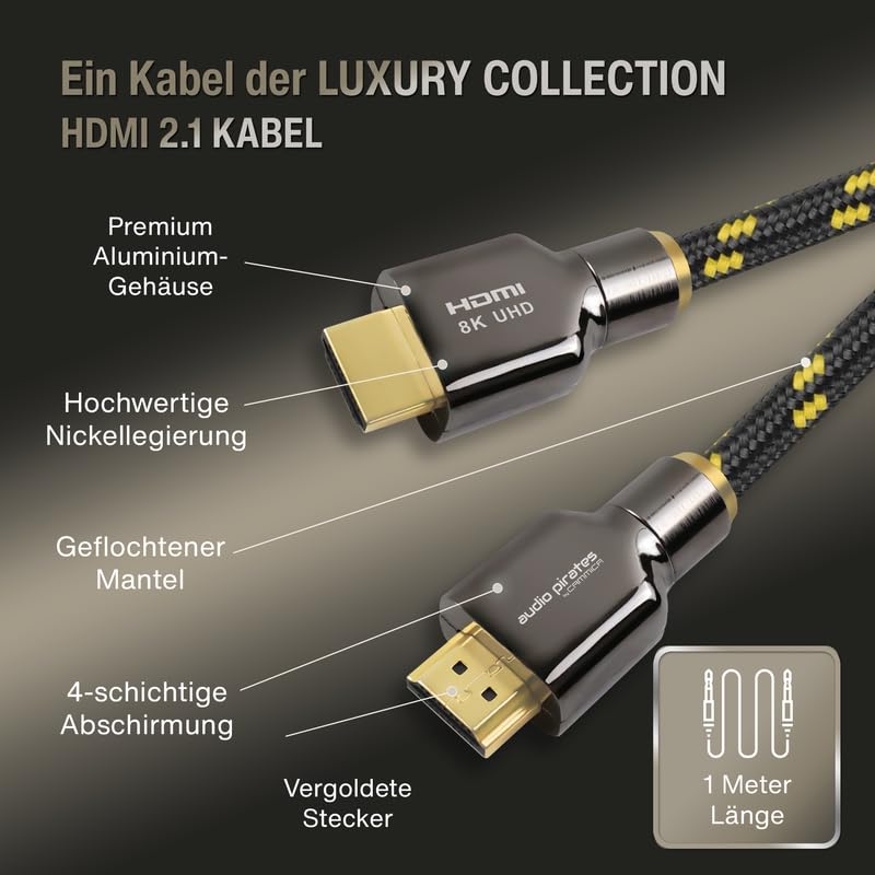audio pirates SOPHIE - Cavo HDMI 2.1 – Parent (Luxury, 1 metro (confezione da 2)