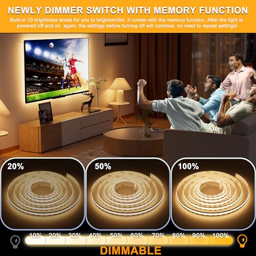 Pautix Cob Led Strip Light 5V Usb 6.56Ft/2M 640Leds 1200Lm Dimmable Led Strip Light 3000K Warm White Cri85+ Usb Tv Backlight,Flexible Under Cabinet Tape Light For Bedroom,Kitchen,Home Diy Lighting thumb #2