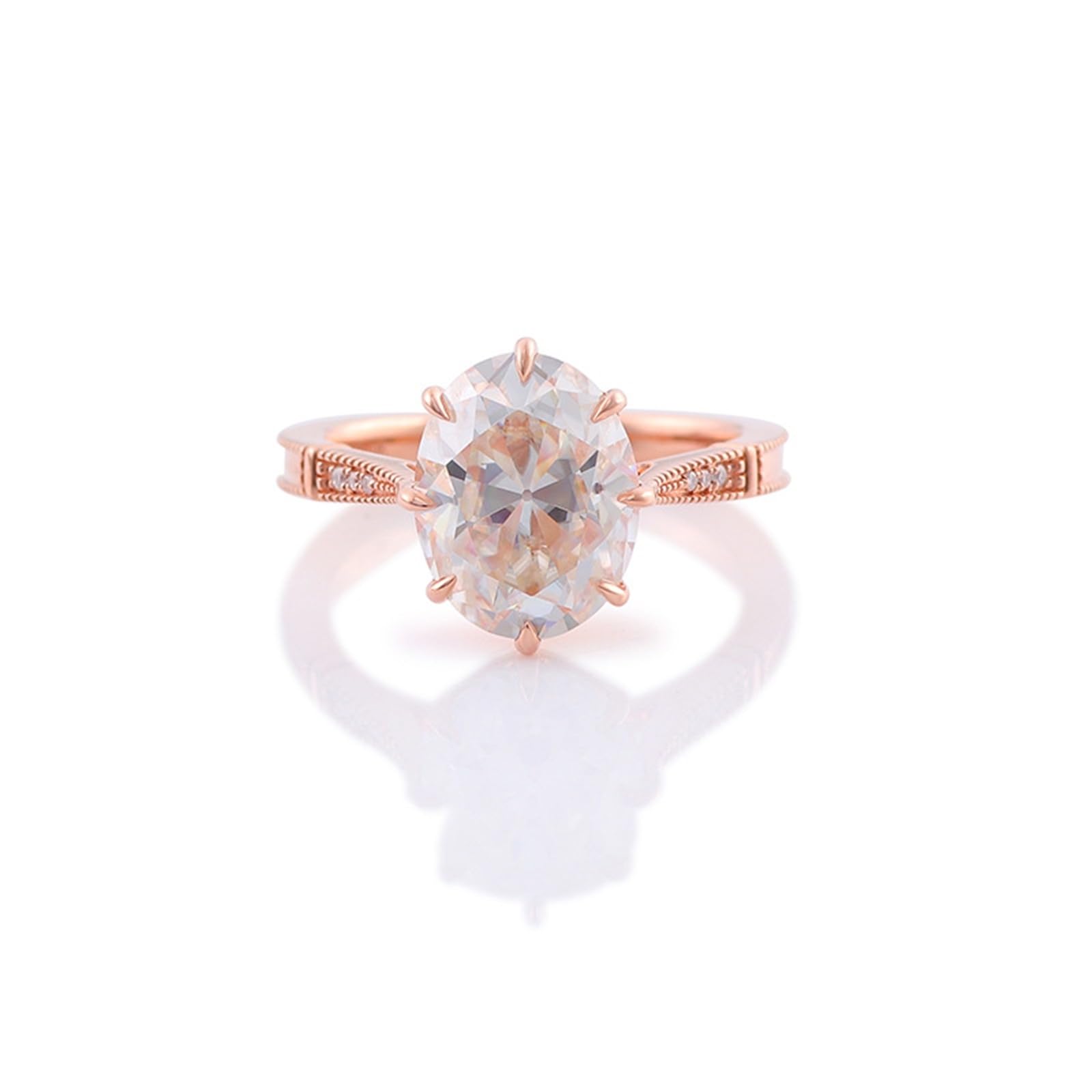 Pierścionek damski 750 prawdziwe złoto czerwone złoto, owalny pierścionek ślubny soliter z Moissanite 3ct D Color VVS1 pierścionek zaręczynowy 18-karatowe złoto pierścionki z grawerunkiem rozm