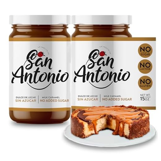 San Antonio Sugar Free Dulce De Leche | 35 Calories per Serving | Sugar Free Milk Caramel Spread | Gluten Free & Lactose Free Sauce for Dessert, Ice Cream, Coffee and more, 15 oz (2 Pack)