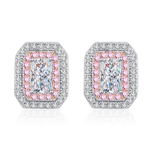 Moissanite boucles d'oreilles StarGems argent 925 coupe radieuse EX022