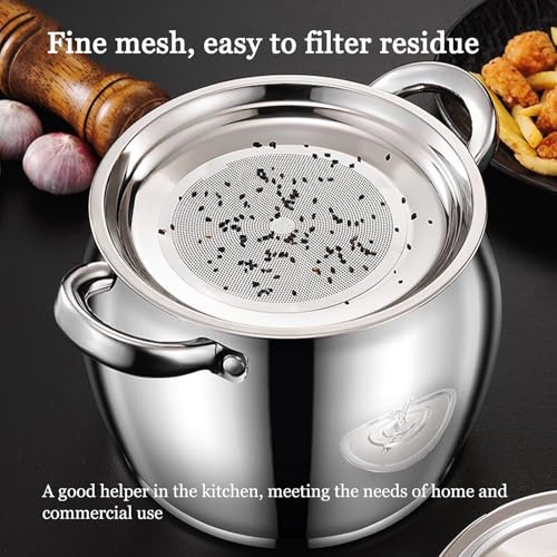 Olla de filtro de aceite de acero inoxidable, con tapa, bote de manteca de cerdo, separador de grasa, recipiente de grasa de acero inoxidable con filtro, recipiente de grasa para freír, recipiente de