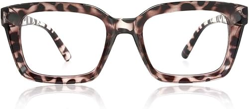 Miniatura 7 de JiSoo Anteojos de lectura de gran tamaño para mujer 2.5, diseño elegante, marco grande con bisagra de resorte, tortuga 2.5