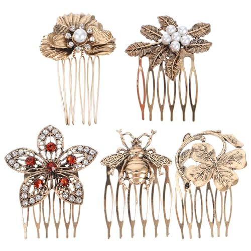 Minkissy Vintage Pearls Rhinestone Hair Side Combs miniatura 1
