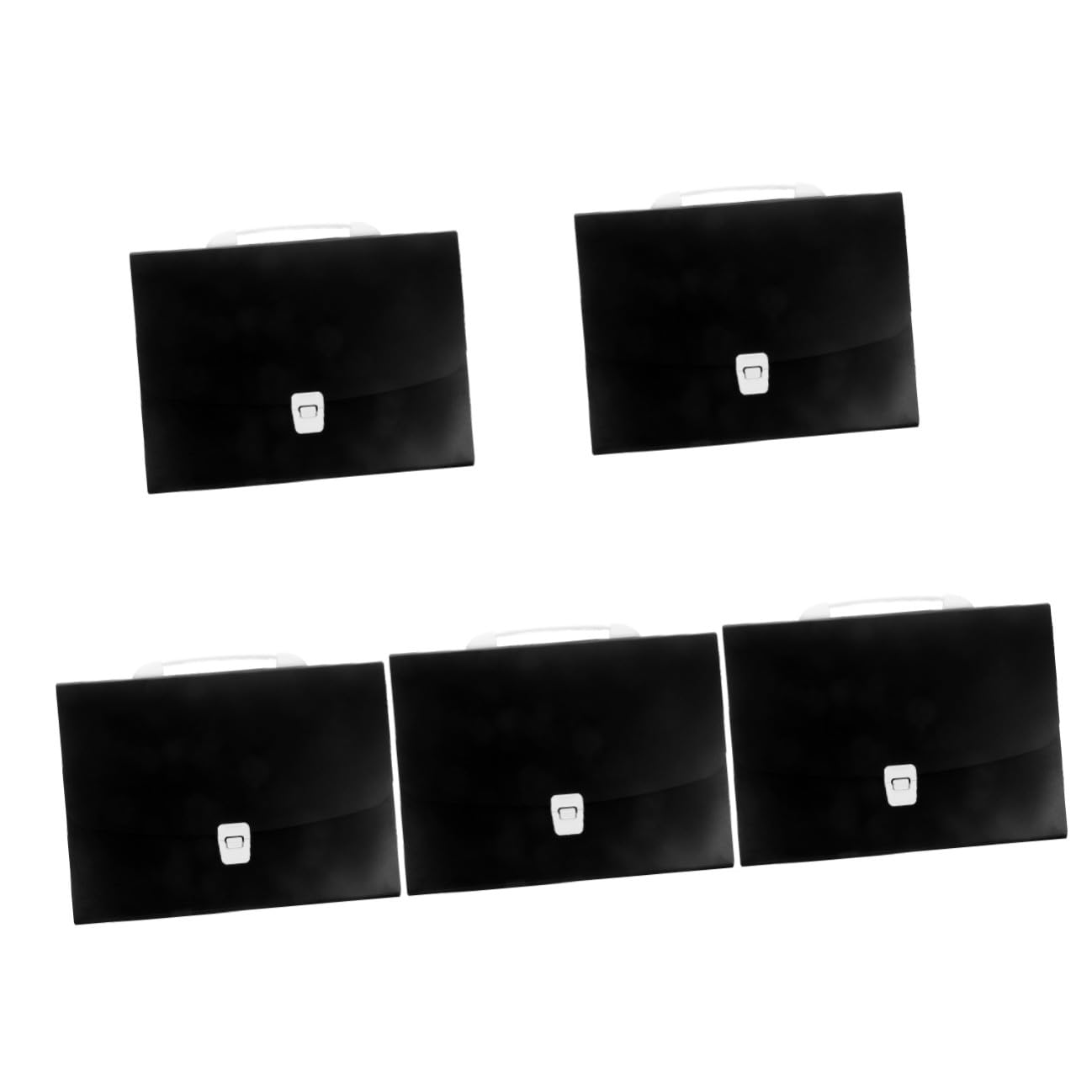 5 Piezas Carpeta de Documentos A4 Expandible Negra, Organizador de Archivos de Oficina 6 Compartimentos, Bolsa Portátil de Almacenamiento Multicapa para Papeles y Facturas,