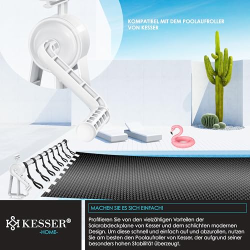 KESSER® Pool Solarabdeckplane Rund Ø 366 cm, Solarfolie 120 µm, Solarabdeckung Solarplane zuschneidbar, Poolheizung Wassererwärmung Wärmeplane, Poolsolarplane mit 1x Schere, 1x Lochzange & 12x Ösen