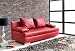 Produktbild lifestyle4living Sofa mit Schlaffunktion und Bettkasten in Rot | Pflegeleichtes Kunstleder Schlafsofa mit Kissen