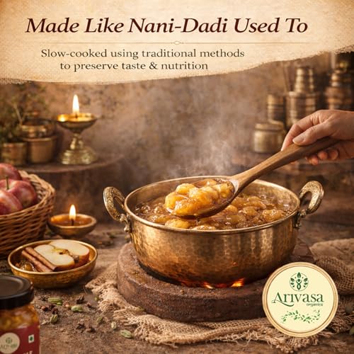 Image of Arivasa Organics Apple Murabba with Honey (500g) Delicious Kashmiri Apple Fruit Sweet Preserve, Rich in Antioxidants, Fibre & Immunity | Mouth-Watering Sweet Snack Marmalade Jar - Ghar ka Seb Murabba