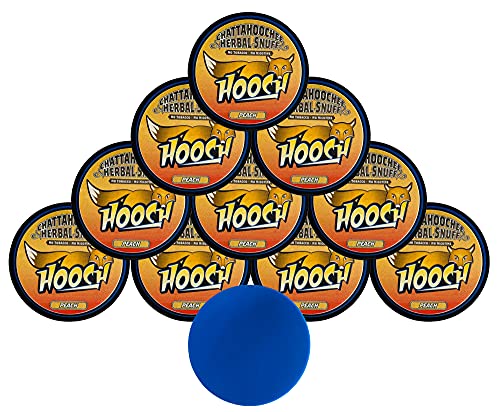 Hooch Herbal Snuff Peach Rough Cut 10 Cans with DC Crafts Nation Skin Can Cover - Blue