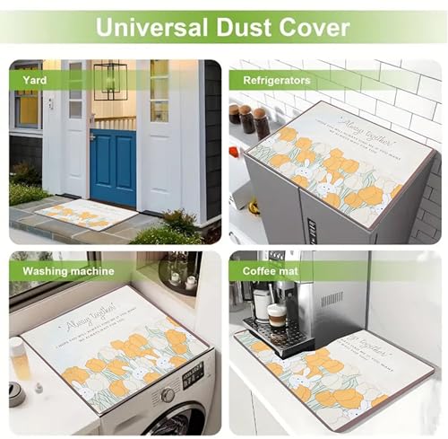 Image of Homecloud Non-Slip Washing Machine Mat - Durable Waterproof Protective Cover for Washer & Dryer, Dust-Resistant Mat Ideal for Laundry Room & Kitchen Appliances | 60x60 cm (Yellow)