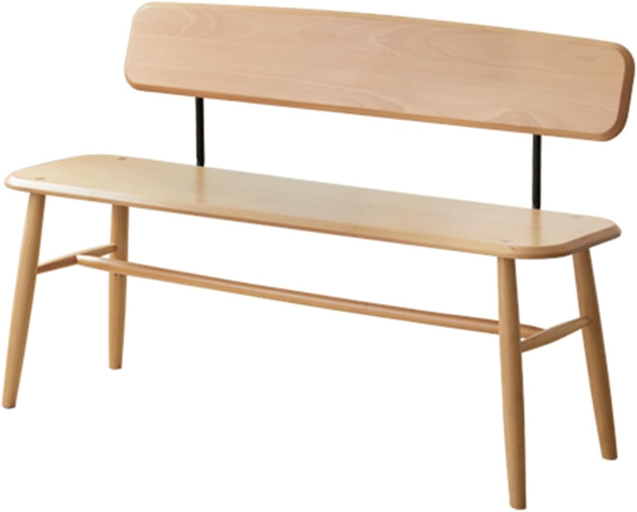 HARELA Entryway Dining Wood Bench Seat, Farmhouse Indoor Wooden Living Room Dining Bench, Mid Century End of Bed Bench w/Rounded Corner, for Small Spaces, Kitchen, Bedroom