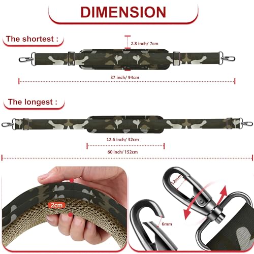 Image of ZINZ 60 inch Universal Bag Strap with Ultra-Thick Fixed Breathable Pad Adjustable Heavy-Duty Shoulder Strap for Laptop Bag Crossbody Luggage Gym Bag Camera Bag and More,Camouflage Green